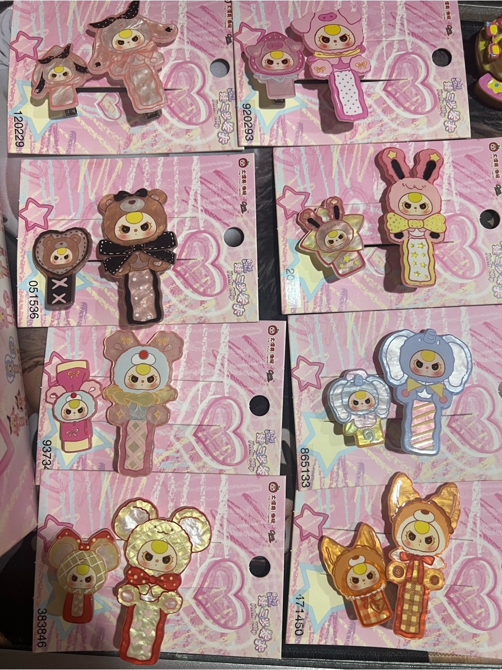 Baby three Hair Clips - Assorted Pastel Designs bundle of 8